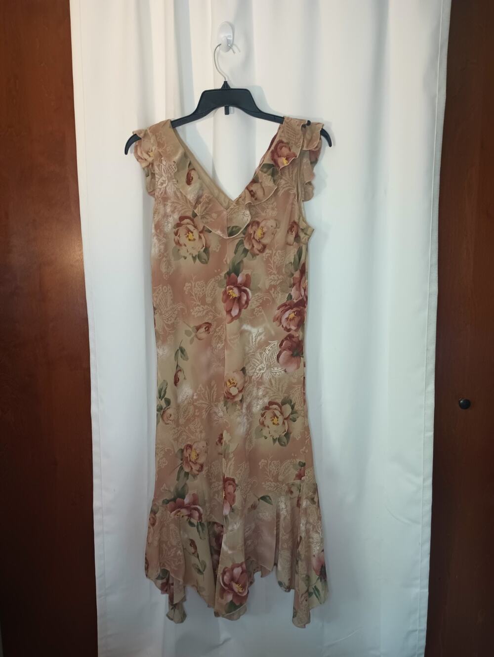 Vtg Y2K Asymmetric Fairy Floral Dress Juniors 15 Ruffle Romantic Feminine